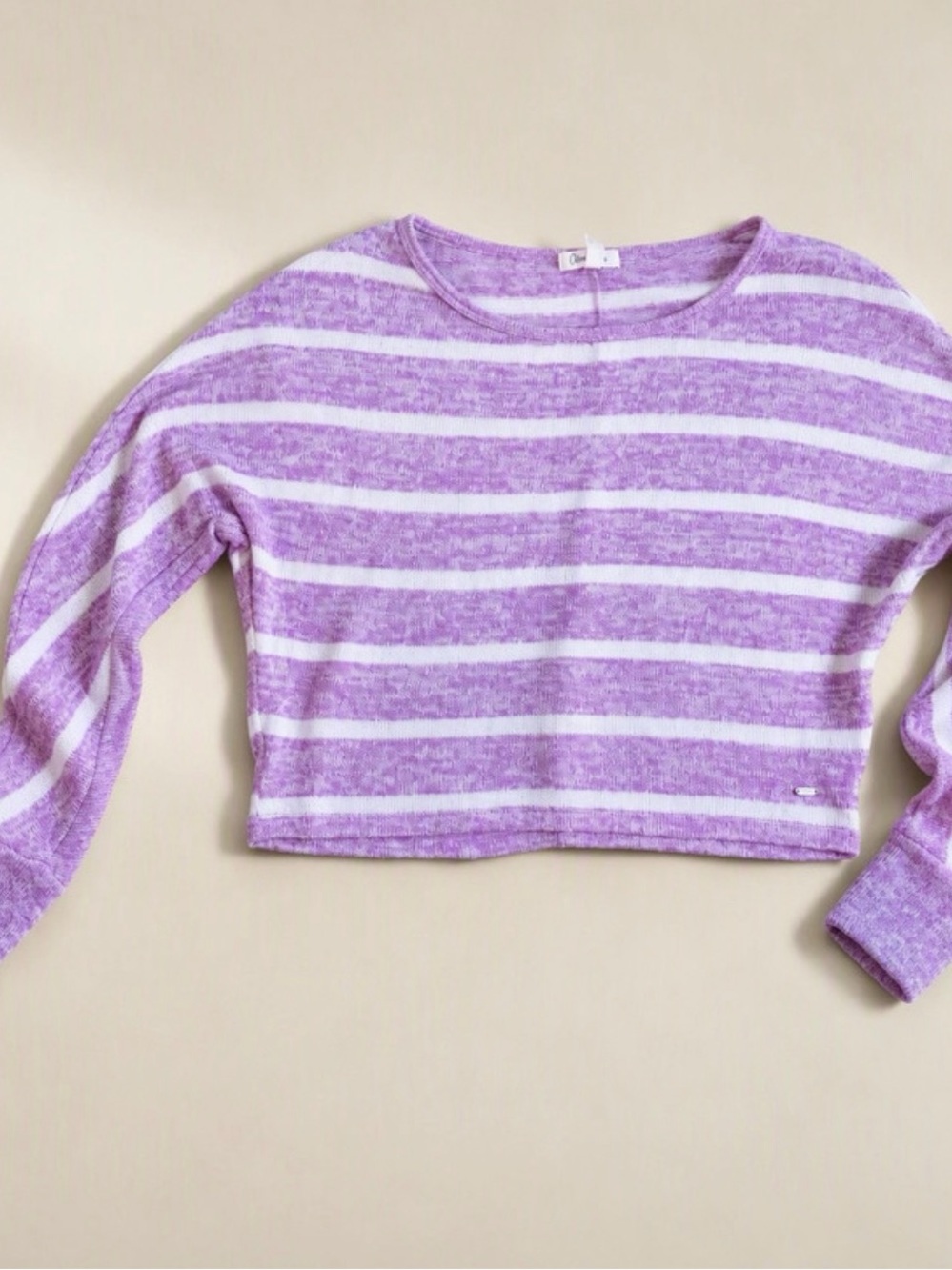 Aéropostale Purple & White Striped Crop Top, Size M